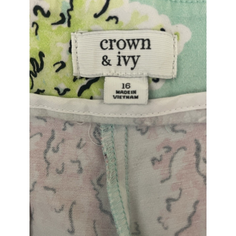 Crown and Ivy Pastel Coral Beach Print Shorts Women's Size 16 Travel Casual(B14) - Picture 2 of 3